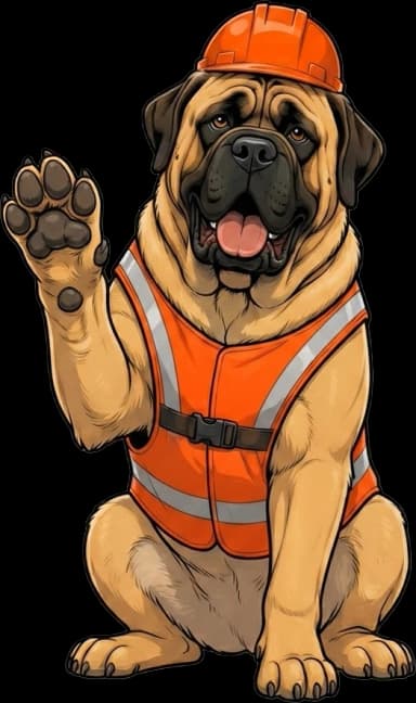 Dozer, the Mastiff mascot, offering a high-five